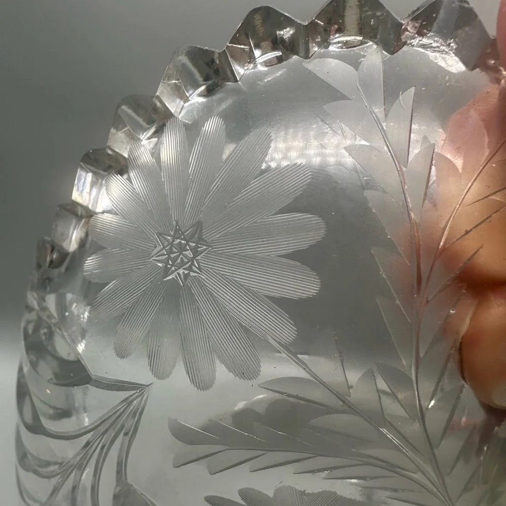 Intricate Clear Glass Serving Dish